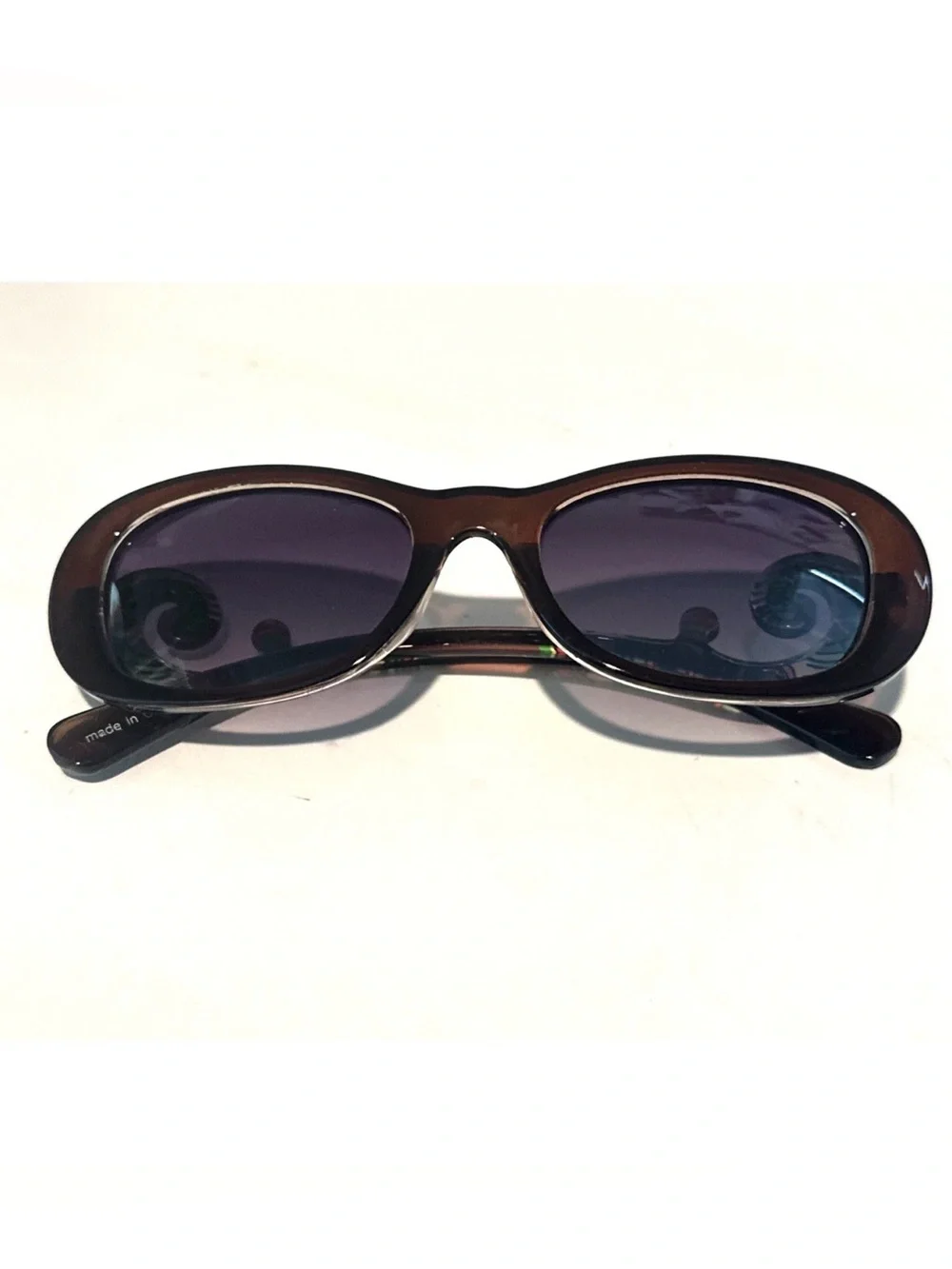 Brown  Women's Baroque Sunglasses with Decorative Temples